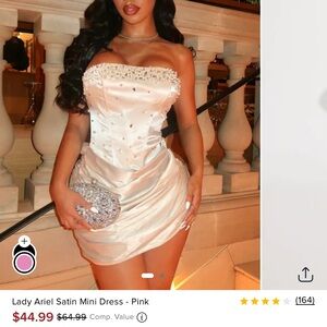 Fashion Nova Satin Mini Dress - Cream